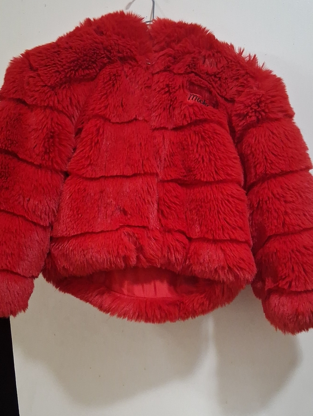 Disney Plush Red Faux Fur Puffer Jacket for Kids Size Girl 9/10